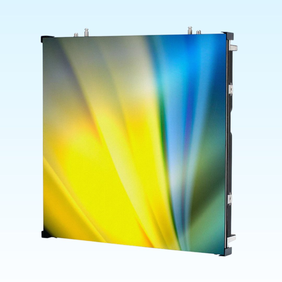 Angled front view of ADJ VS3IP Panel on blue background