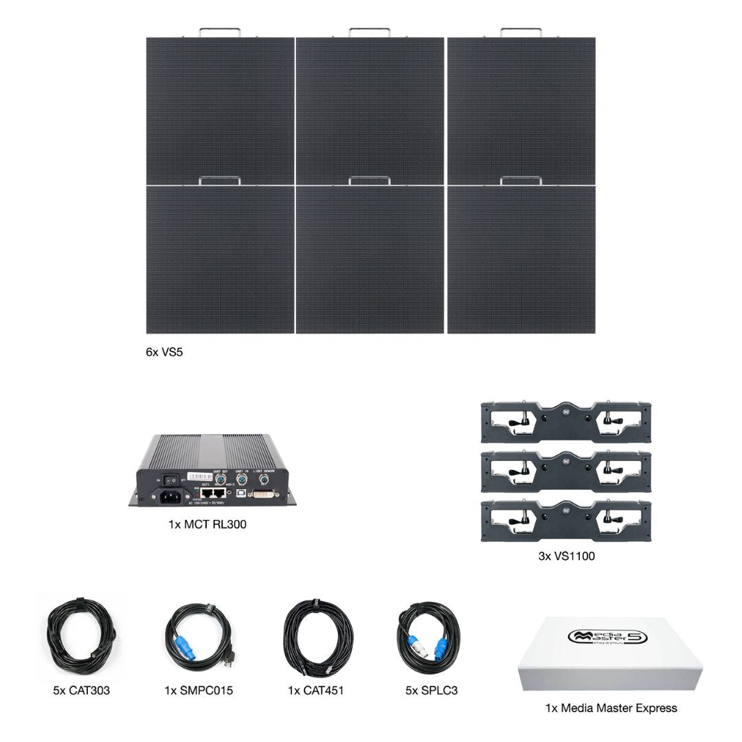 Inclusions of ADJ VS5 3X2 Video System on white background