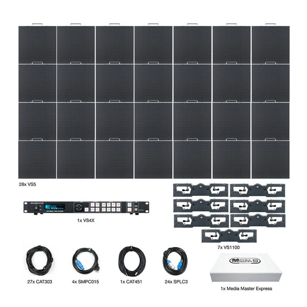 Inclusions of ADJ VS5 7X4 Video System on white background