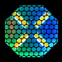 Front view of ADJ Vintage X Retro Amber Blinder on black background