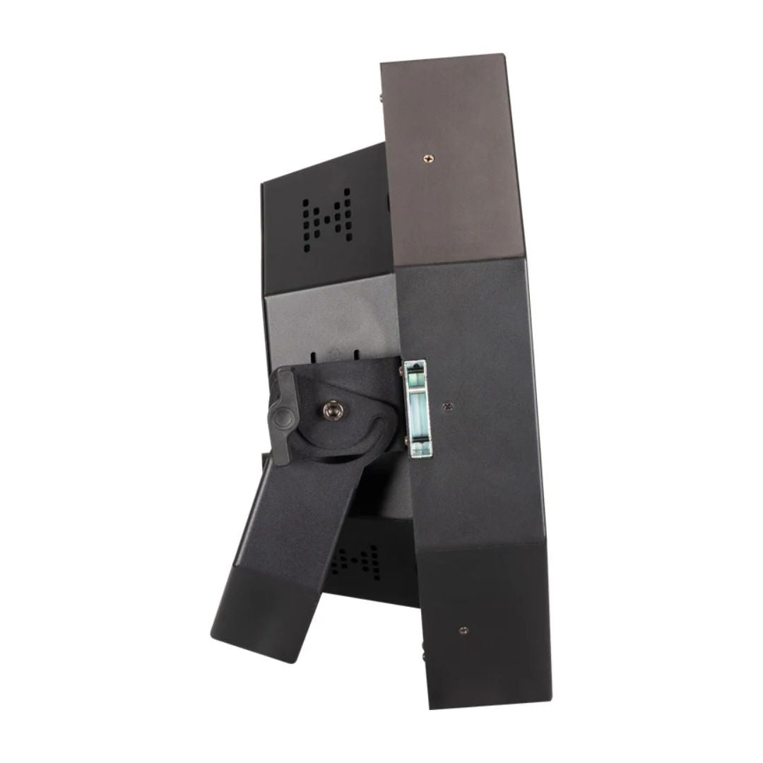 Side view of ADJ Vintage X Retro Amber Blinder on white background