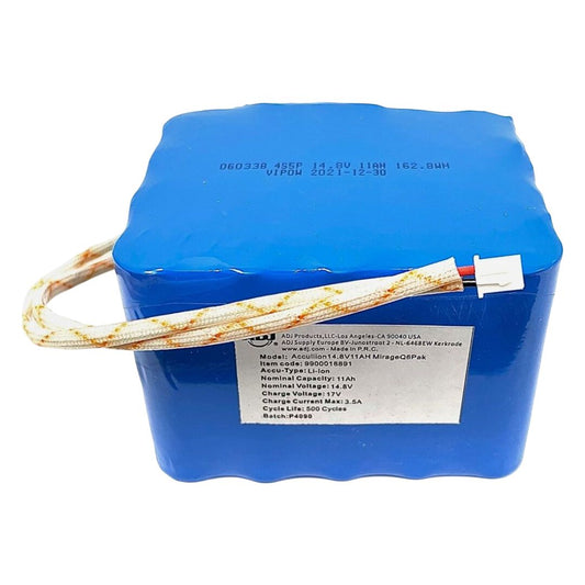 Front view of ADJ Z-MIR600 Replacement Battery for Mirage Q6 IP on white background