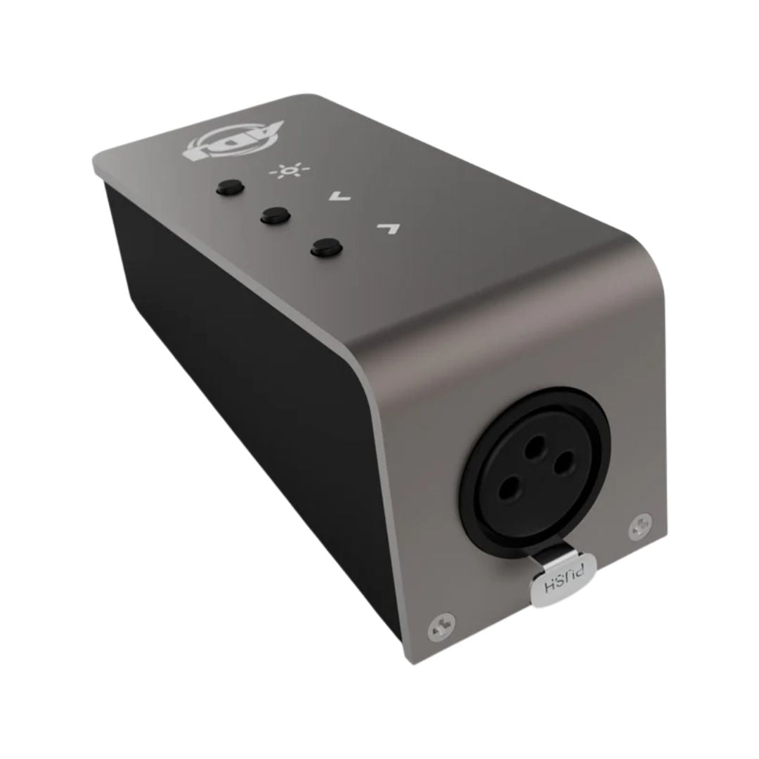Angled rear port view of ADJ myDMX 5 Express on white background