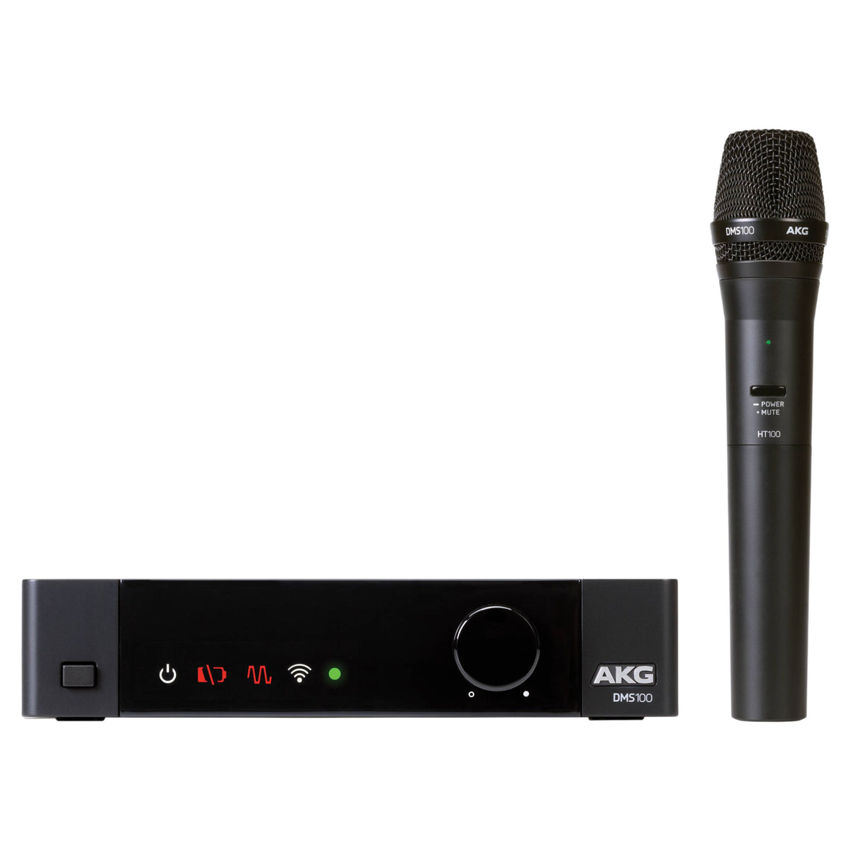 Inclusions of AKG DMS100 Wireless Microphone Set on white background