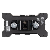 Bottom view of Accu-Cable Power Bone T1ED Power Distribution Box with bracket installed on white background