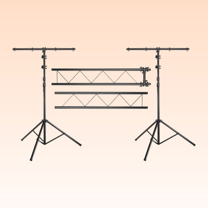 Front view of Accu-Stand LTS50T AS Portable Trussing System on orange background