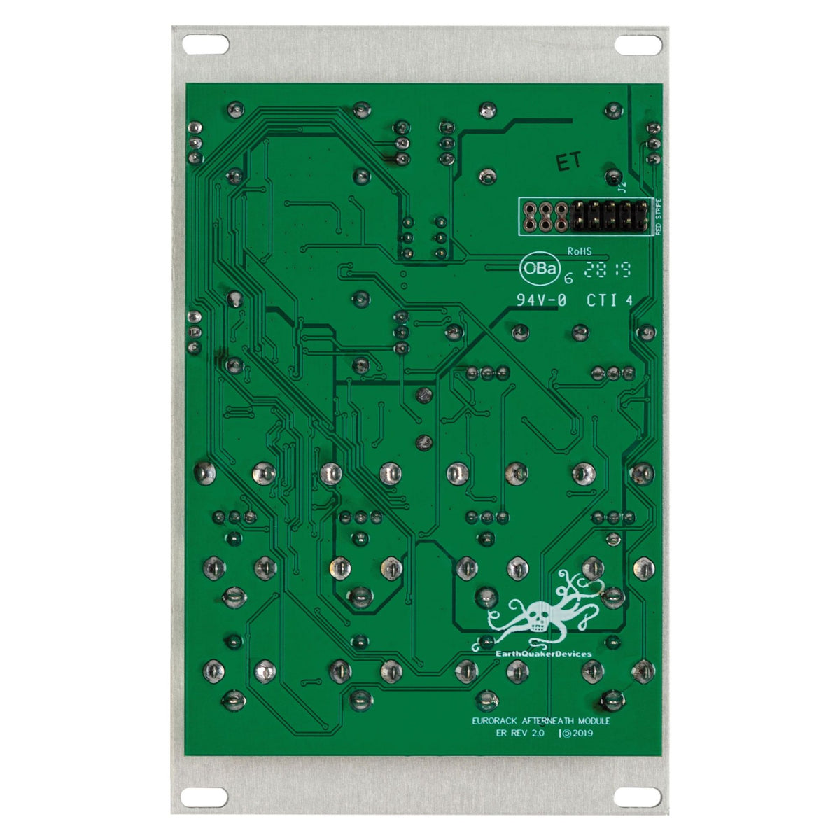 Rear view of Afterneath EarthQuaker Devices Eurorack Module on white background