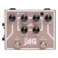 Front view of Aguilar AG Preamp Pedal Breast Cancer Awareness Edition on white background