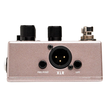 Side view of Aguilar AG Preamp Pedal Breast Cancer Awareness Edition on white background