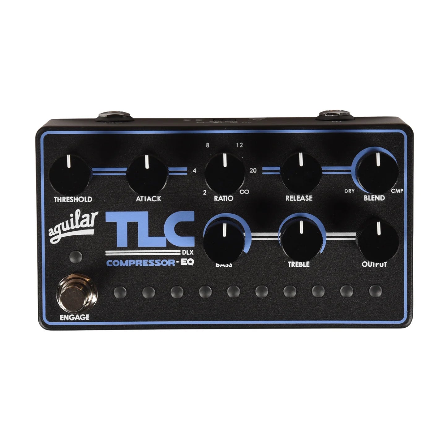 Front view of Aguilar TLC Compressor EQ DLX Bass Pedal on white background
