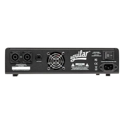 Rear view of Aguilar Tone Hammer 700 Limited Edition Blue Bronco Bass Amp Head on white background