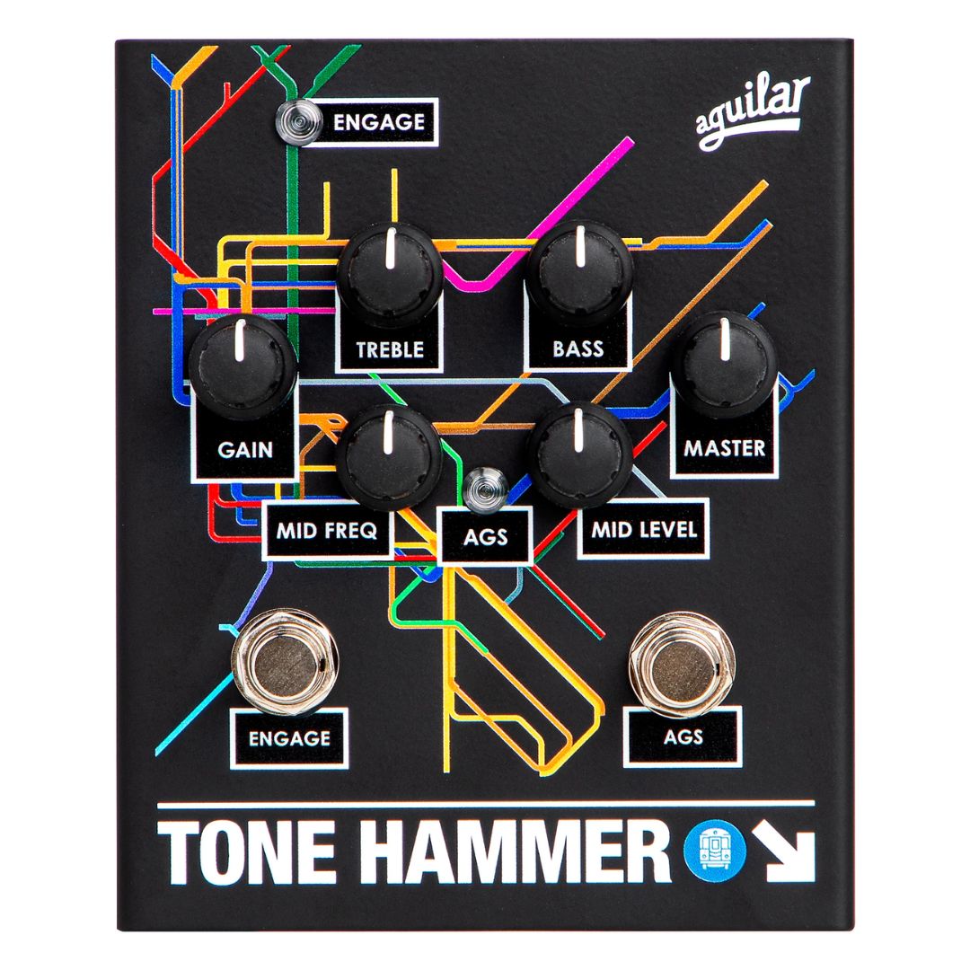 Front view of Aguilar Tone Hammer Limited Subway Edition Pedal on white background