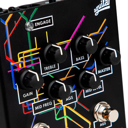 Close up view of Aguilar Tone Hammer Limited Subway Edition Pedal on white background