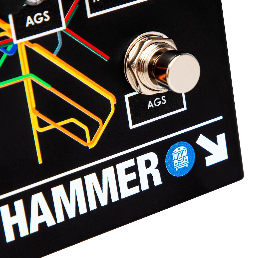Close up view of Aguilar Tone Hammer Limited Subway Edition Pedal on white background