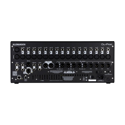 Rear ports view of Allen & Heath Qu-Pac Rackmount Digital Mixer on white background