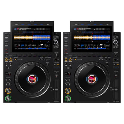 Front view of AlphaTheta CDJ-3000X Pair on white background