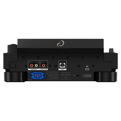 Top ports view of AlphaTheta CDJ-3000X on white background