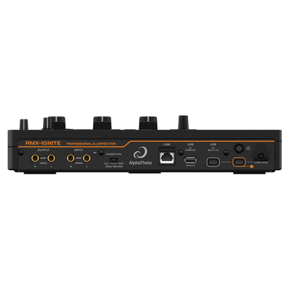 Top ports view of AlphaTheta RMX-IGNITE Remix Station and DJ Effects Processor on white background