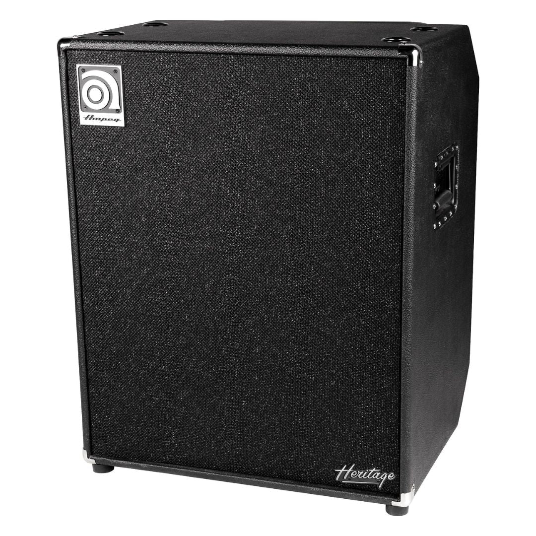 Angled front view of Ampeg HSVT-410HLF Heritage 4x10" 500W Bass Cabinet on white background