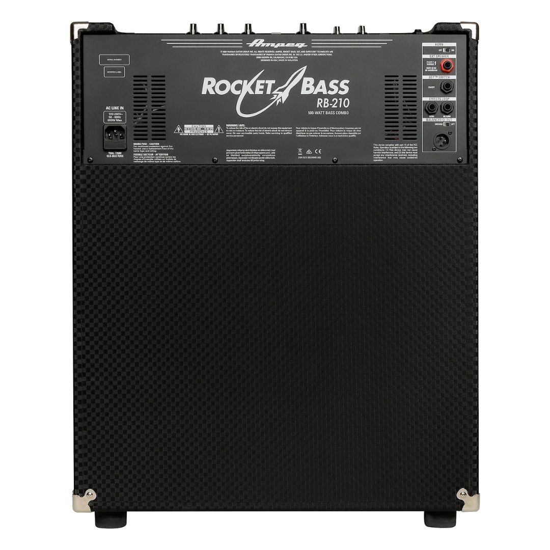 Rear view of Ampeg Rocket Bass RB-210 Bass Combo Amp on white background