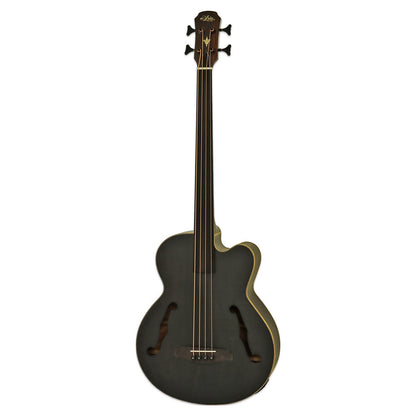 Front view of Aria FEB-F2M/FL Fretless Bass Stained Black on white background