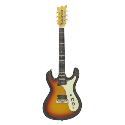 Front view of Aria Pro II DM 206 Electric Guitar 3-Tone Sunburst on white background