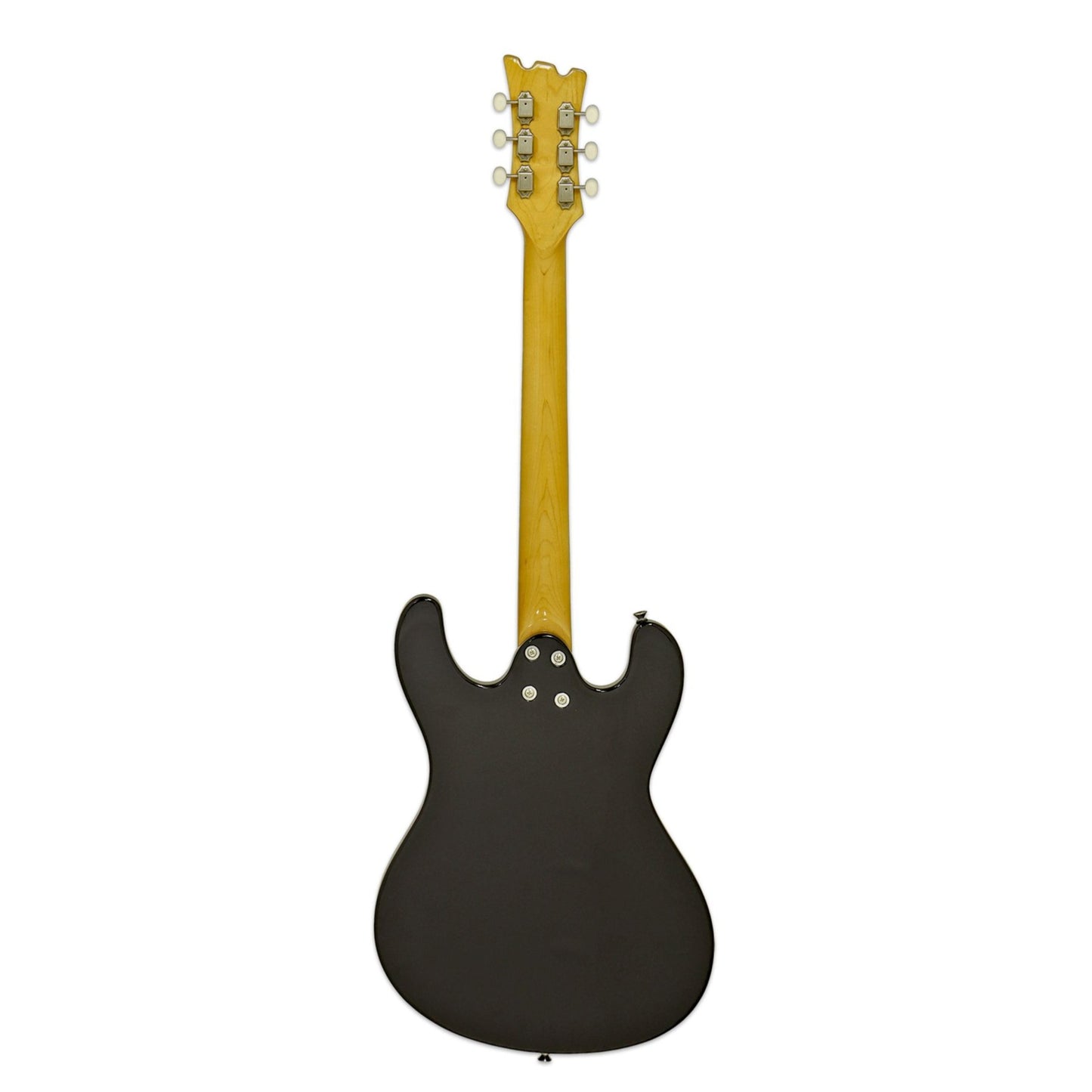 Rear view of Aria Pro II DM 206 Electric Guitar Black on white background