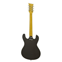 Rear view of Aria Pro II DM 206 Electric Guitar Black on white background