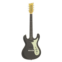 Front view of Aria Pro II DM 206 Electric Guitar Black on white background