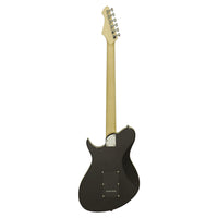 Rear view of Aria Pro II J-B’tone Electric Baritone Guitar Black on white background