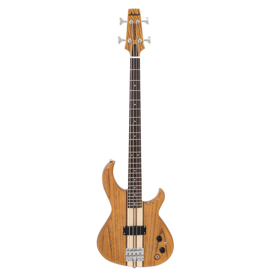 Front view of Aria Pro II SB 700 Electric Bass Guitar Oak on white background