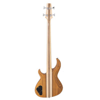 Rear view of Aria Pro II SB 700 Electric Bass Guitar Oak on white background