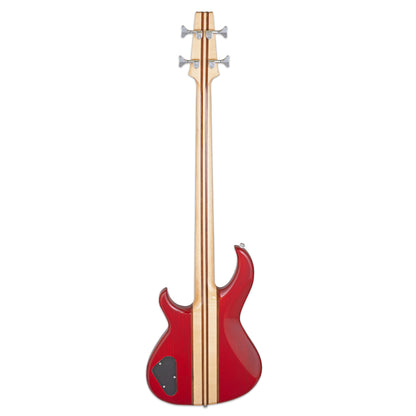 Rear view of Aria Pro II SB 700 Electric Bass Guitar Padauk Red on white background