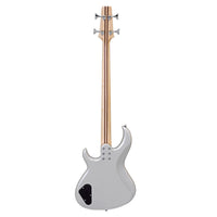 Rear view of Aria Pro II SB ONE Electric Bass Guitar Silver on white background