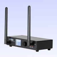 Angled front view of Aria X2 Transceiver on blue background