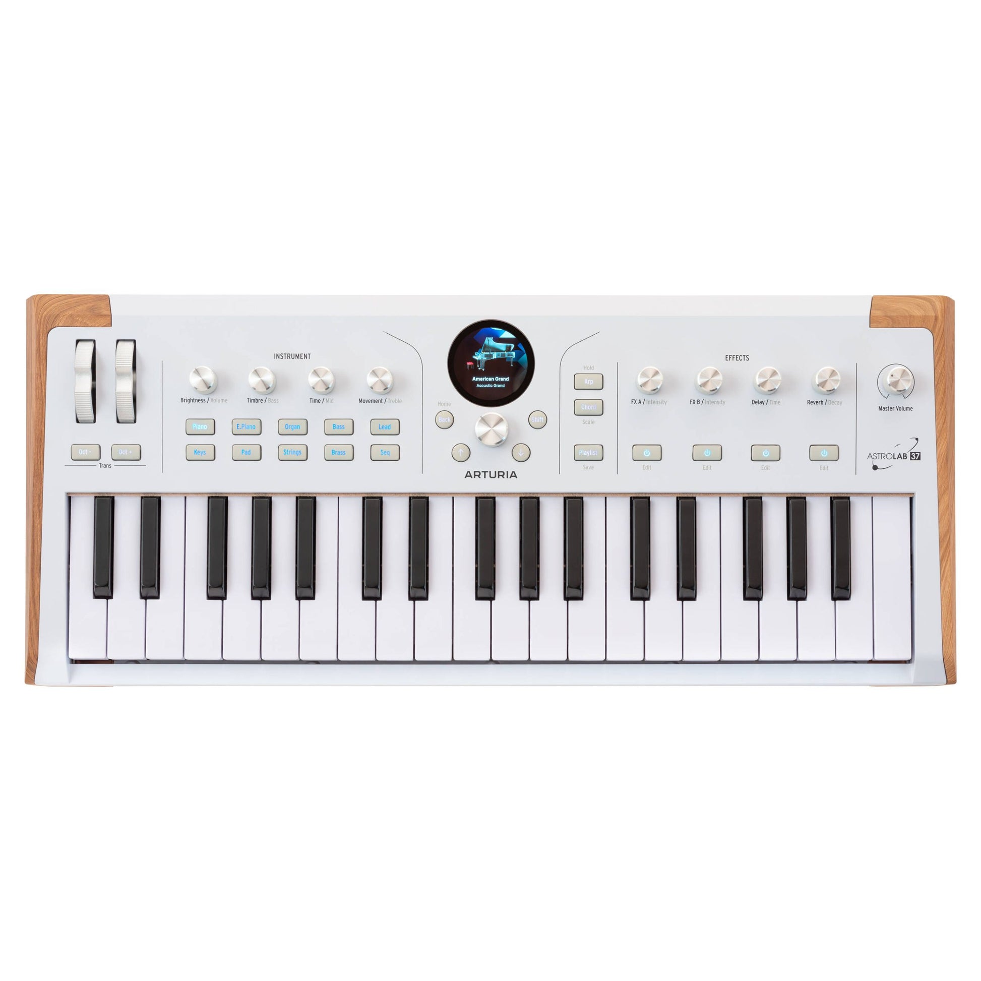Front view of Arturia AstroLab 37 Stage Keyboard on white background