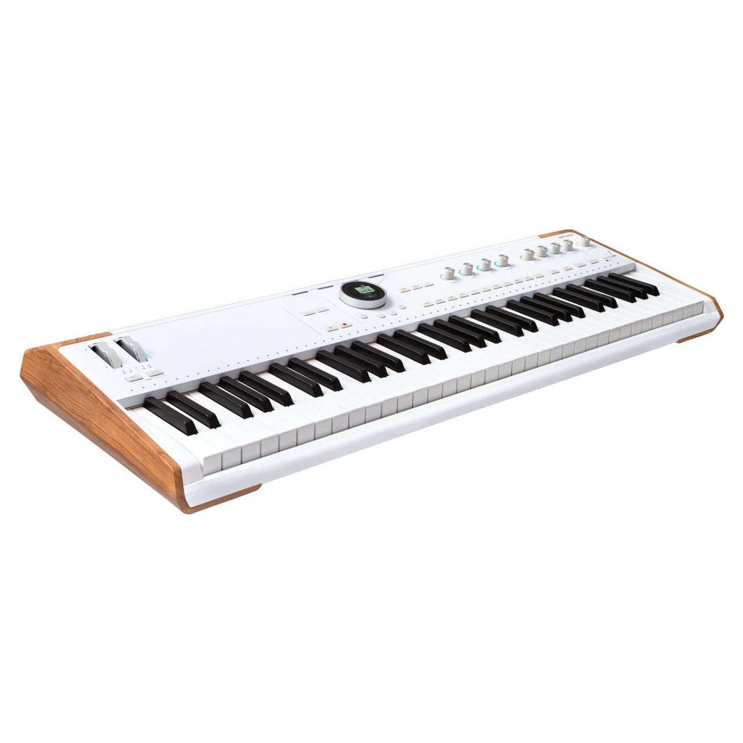 Angled view of Arturia AstroLab 61 Stage Keyboard on white background