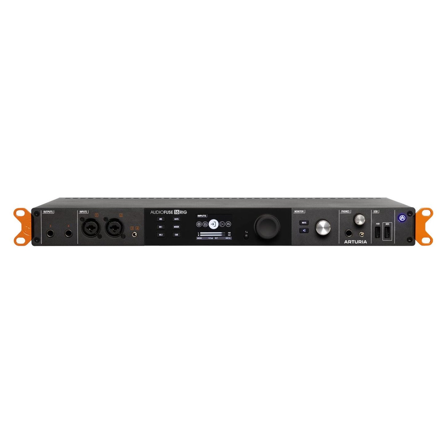 Front view of Arturia AudioFuse 16Rig USB Audio Interface on white background