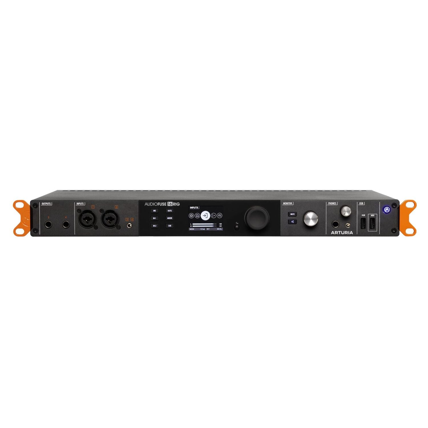 Front view of Arturia AudioFuse 16Rig USB Audio Interface on white background