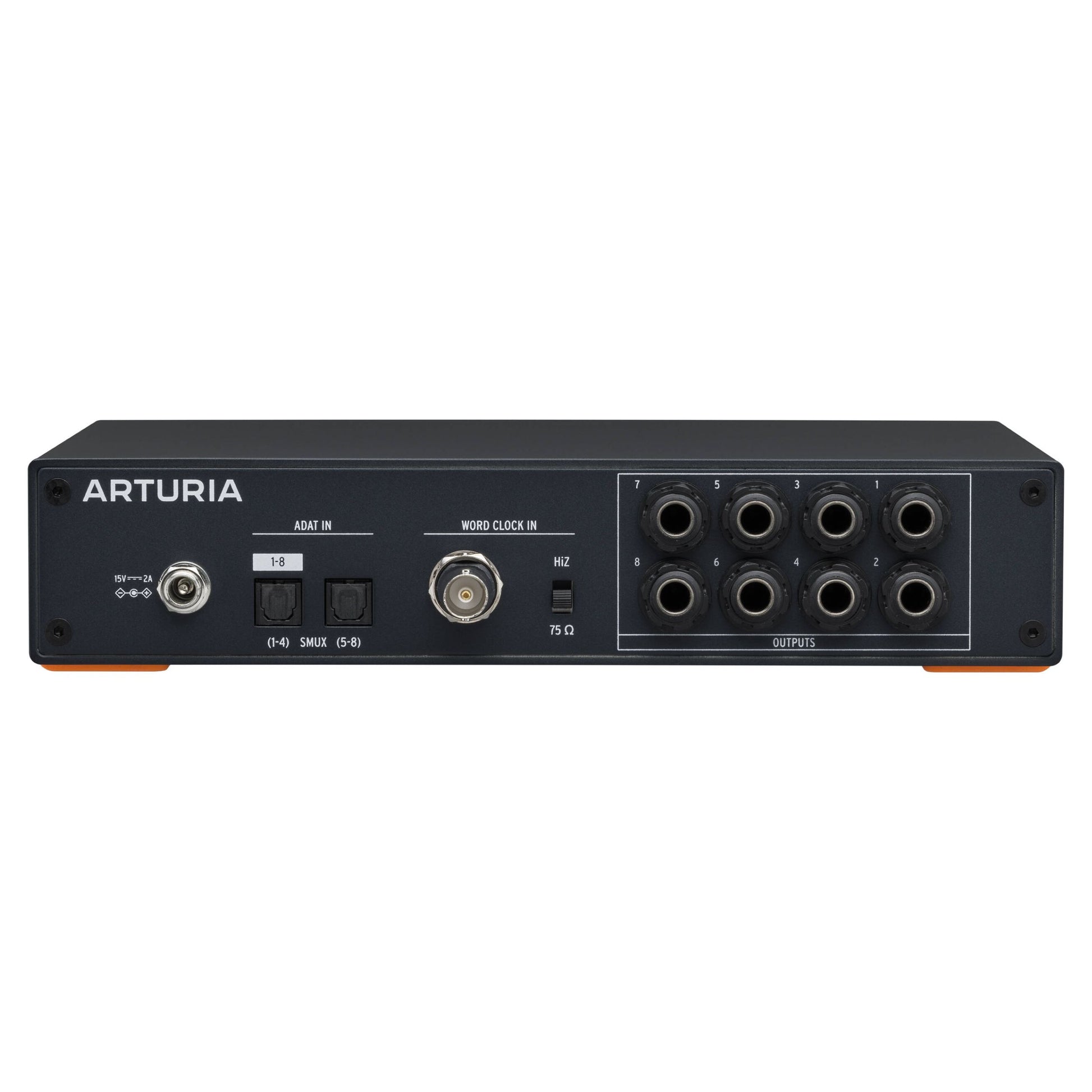 Rear ports view of Arturia AudioFuse X8 OUT ADAT Expander on white background