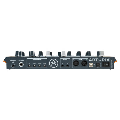 Top ports view of Arturia DrumBrute Impact Analog Drum Machine on white background