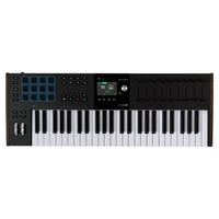 Front view of Arturia KeyLab 49 mk3 MIDI Controller Black on white background
