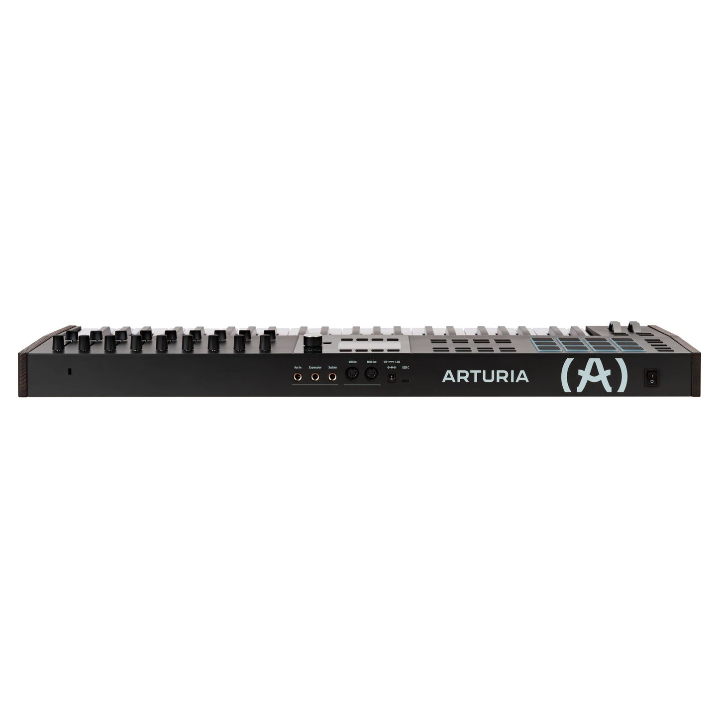 Top ports view of Arturia KeyLab 49 mk3 MIDI Controller Black on white background