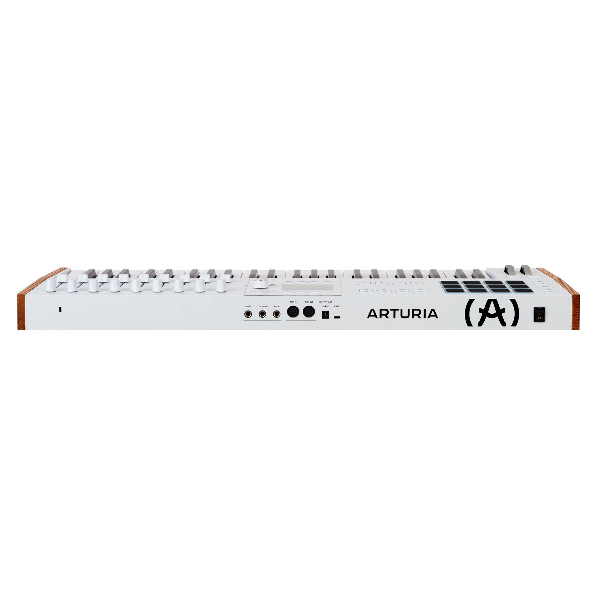 Top ports view of Arturia KeyLab 49 mk3 MIDI Controller White on white background