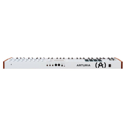 Top ports view of Arturia KeyLab 61 mk3 MIDI Controller White on white background