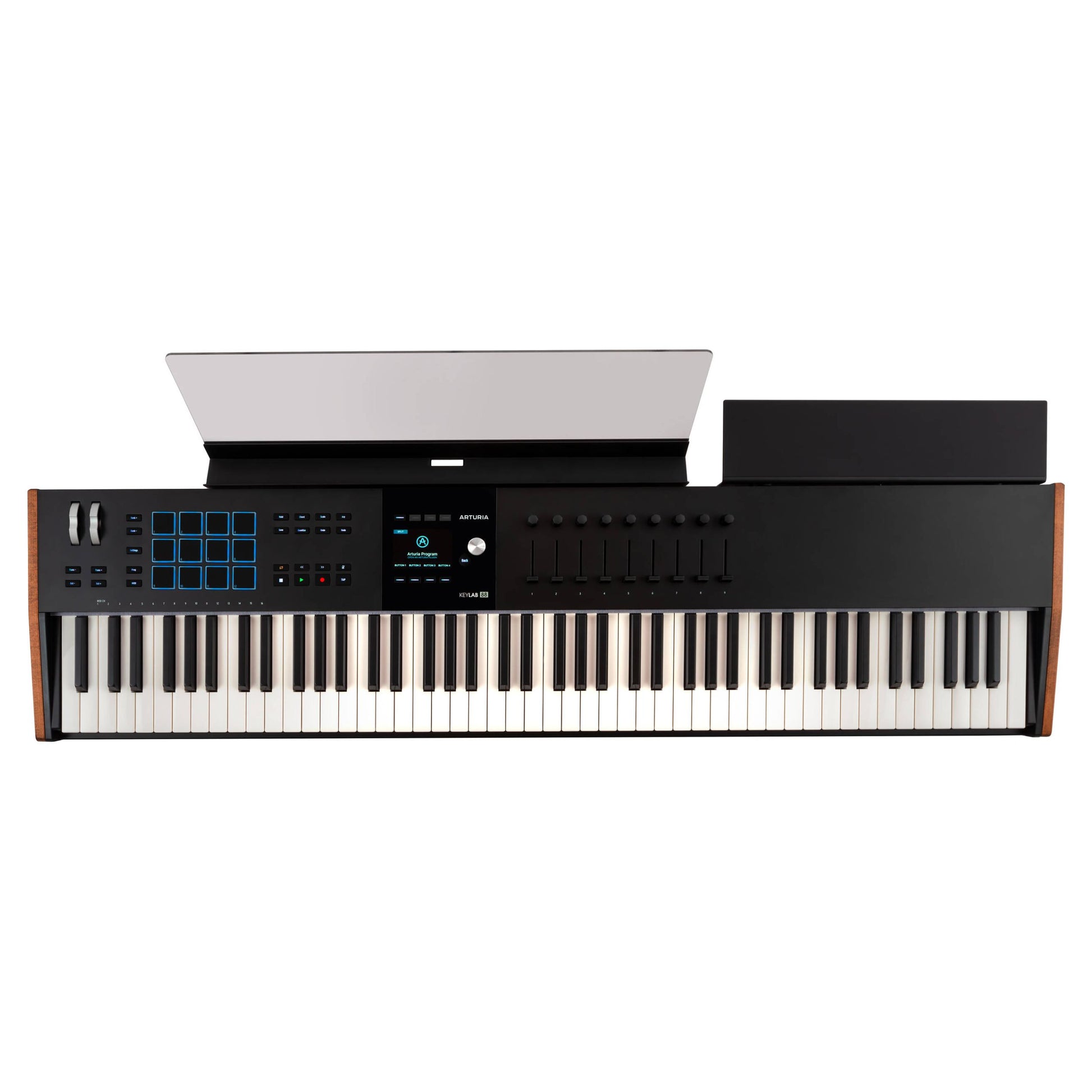 Top view of Arturia KeyLab 88 mk3 MIDI Controller Black on white background