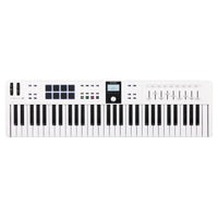 Front view of Arturia KeyLab Essential 61 mk3 MIDI Controller on white background