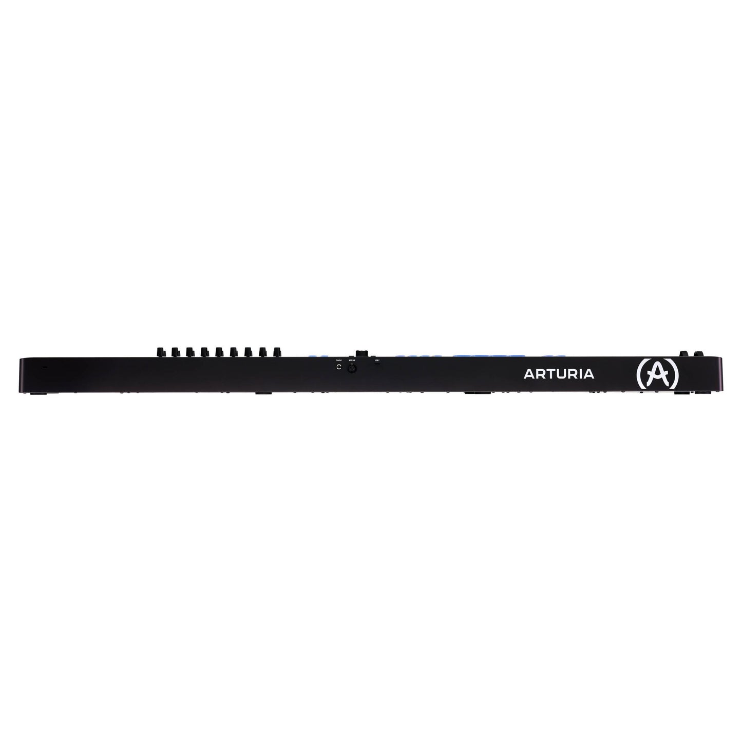 Top ports view of Arturia KeyLab Essential 88 mk3 MIDI Controller Black on white background