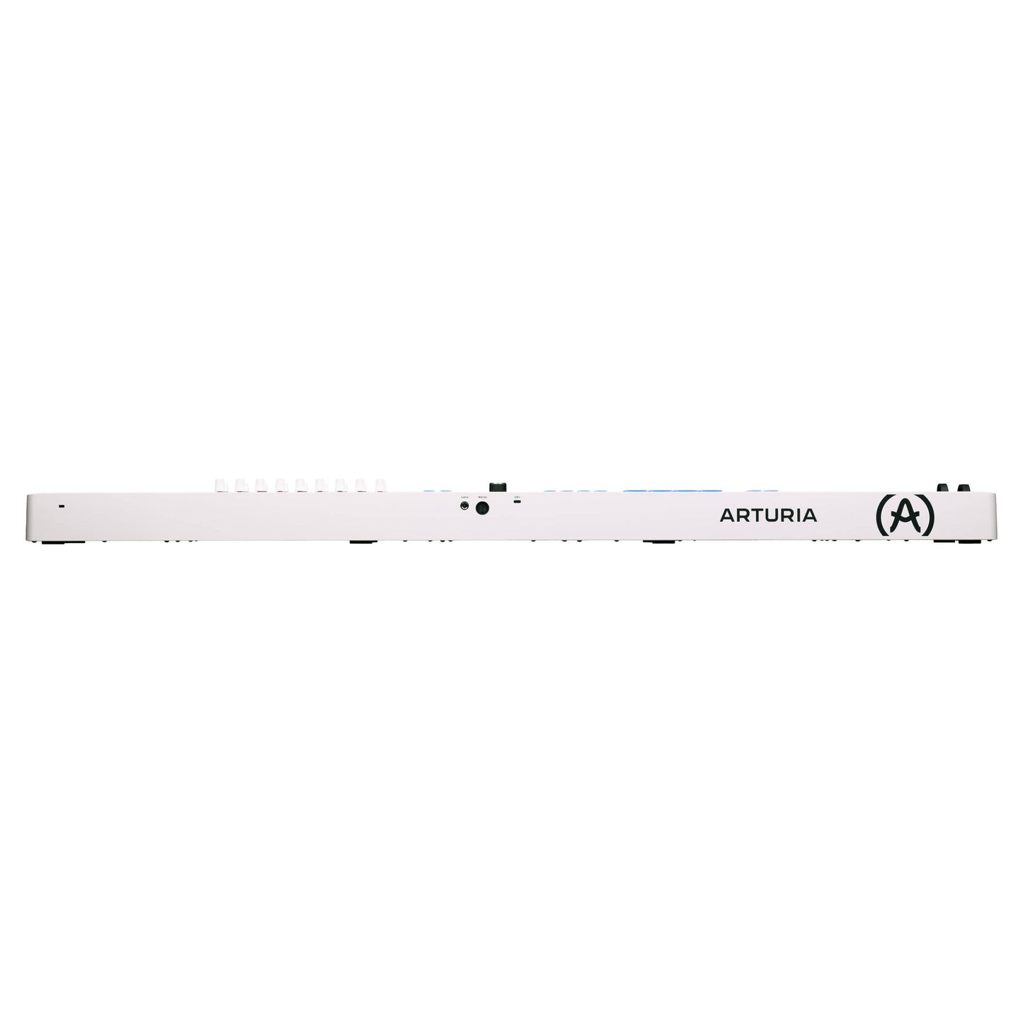Top ports view of Arturia KeyLab Essential 88 mk3 MIDI Controller White on white background