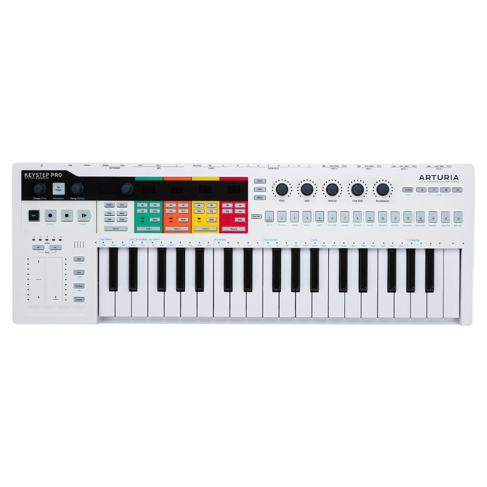 Front view of Arturia KeyStep Pro MIDI Controller & Sequencer White on white background
